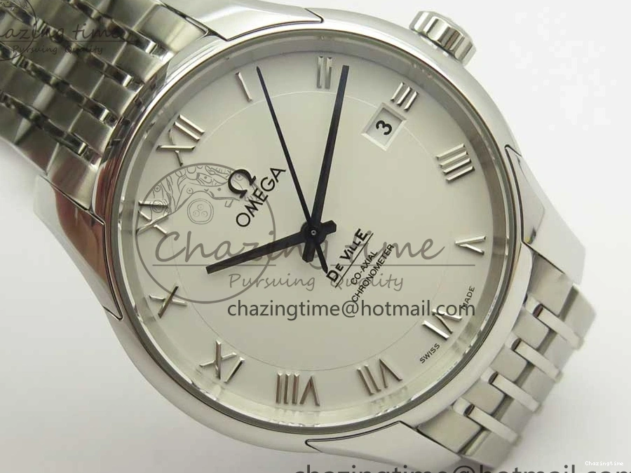 0315 De Ville Hour Vision 41mm SS VSF 1:1 Best Edition White Dial on SS Bracelet A8500 Super Clone Casual 7946